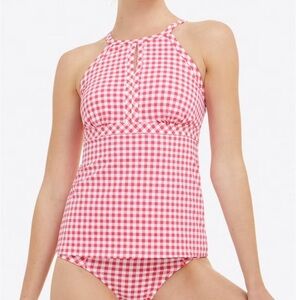 Draper James x Lands' End Red and White Gingham Swimsuit Top NWT